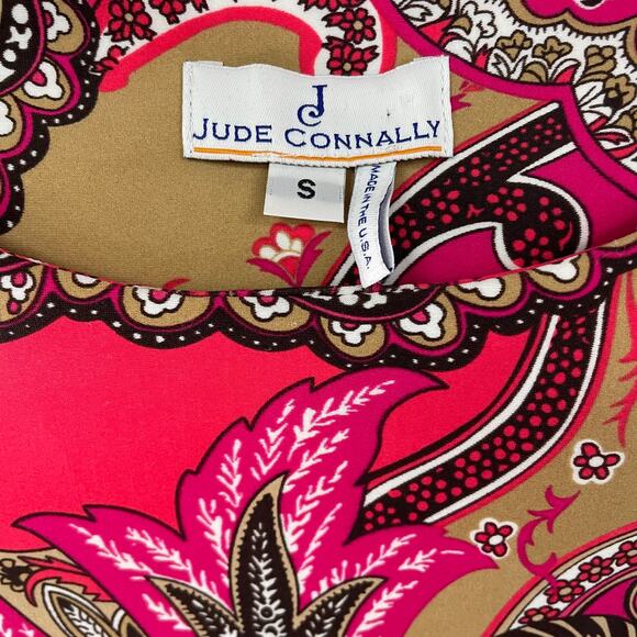 Jude Connally Sleeveless Pink Coral Paisley Print Jude Cloth Shift Dress Small - Picture 4 of 6